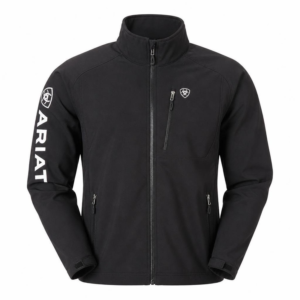Ariat Jacket Mens L Black Logo 2.0 Softshell Western Full Zip Country Cowboy